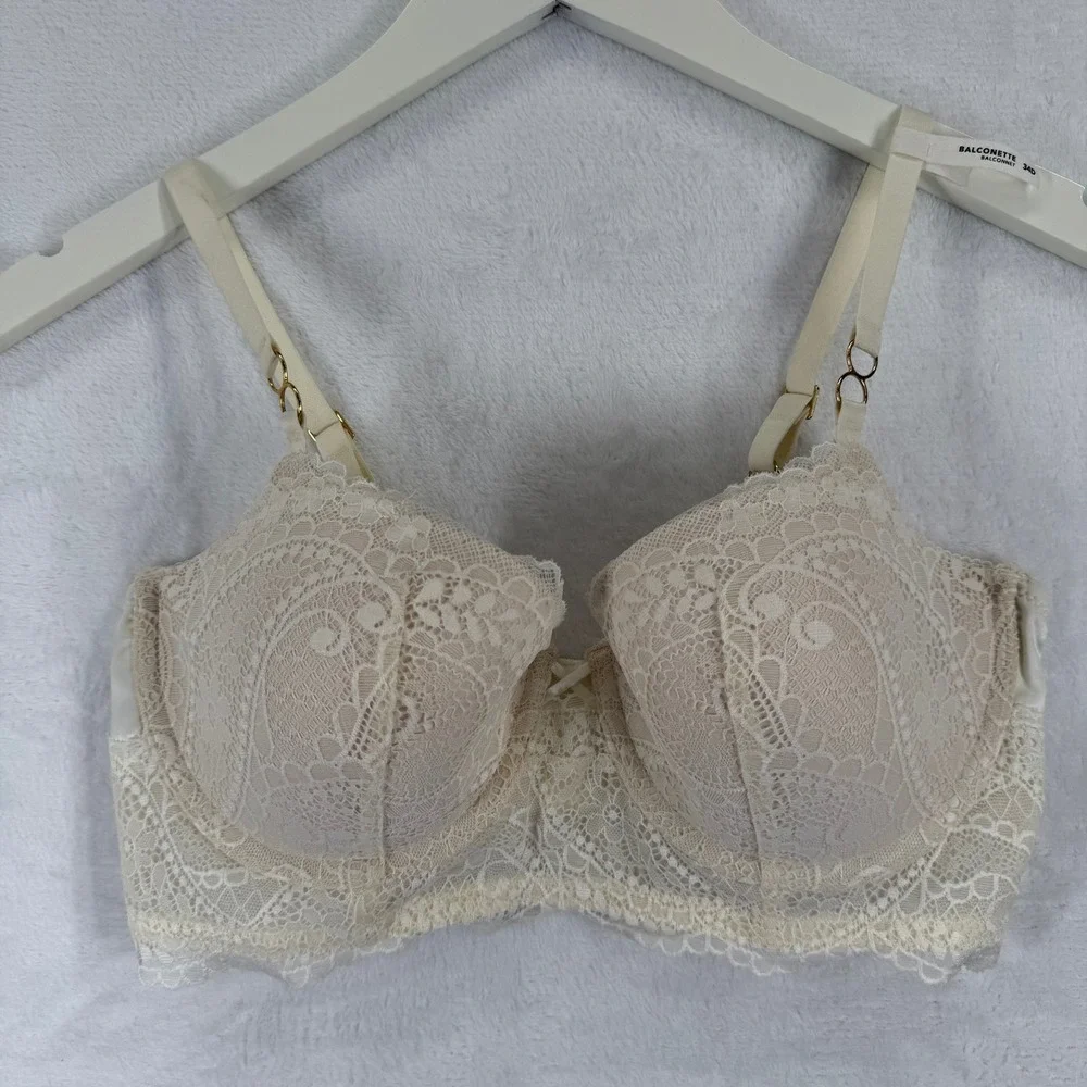 NWOT Aerie Real‎ Power Balconette Bra Lace Ivory 34D